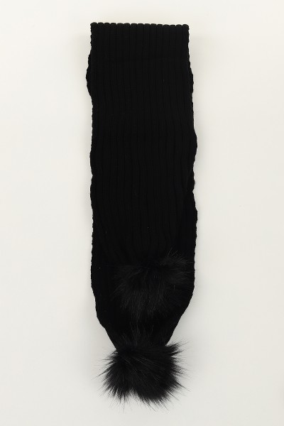 Siyah (Atkı: 115 cm Bere: 19 cm) Çift Ponpnlu Atkı Bere 144823