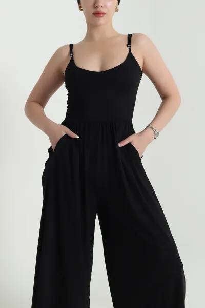 Siyah Ayarlanabilir Askılı Oysho Kadın Tulum 469653