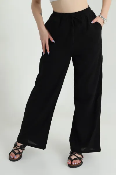 siyah-bagcikli-kadin-keten-pantolon-474585