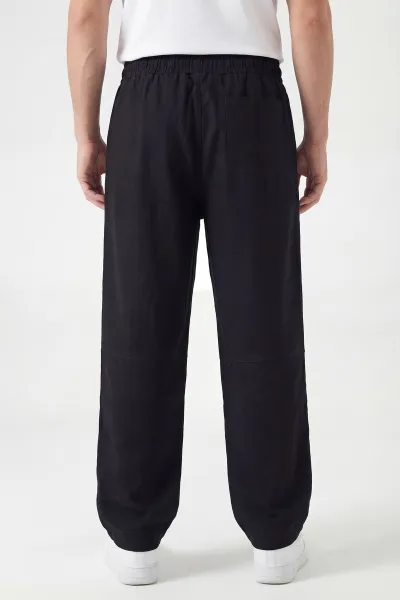 Siyah Baggy Belden Bağlamalı Erkek Pantolon 447028