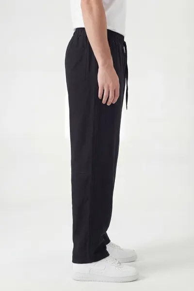Siyah Baggy Belden Bağlamalı Erkek Pantolon 447028