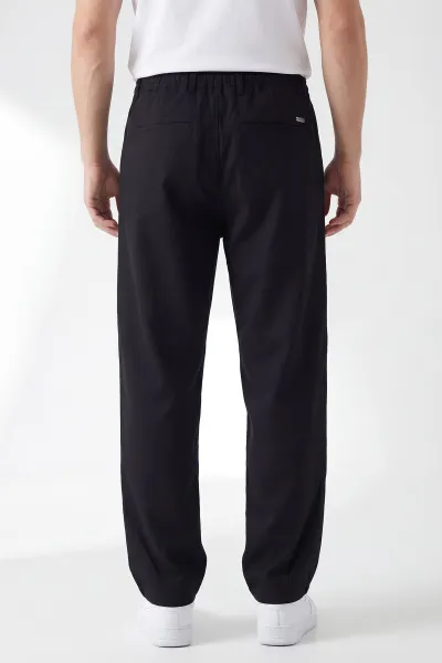 Siyah Baggy Belden Bağlamalı Erkek Pantolon 453151
