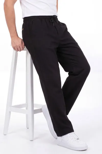 Siyah Baggy Belden Bağlamalı Erkek Pantolon 457267