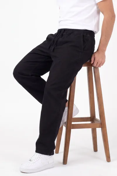Siyah Baggy Belden Bağlamalı Erkek Pantolon 491806