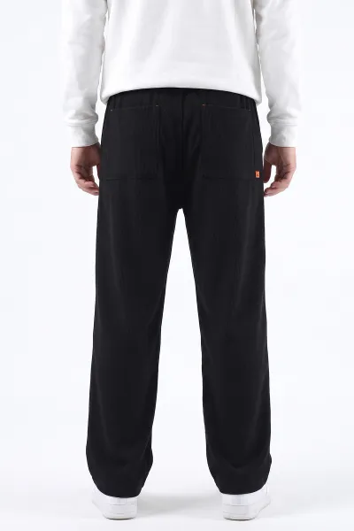 Siyah Baggy Belden Bağlamalı Erkek Pantolon 493207
