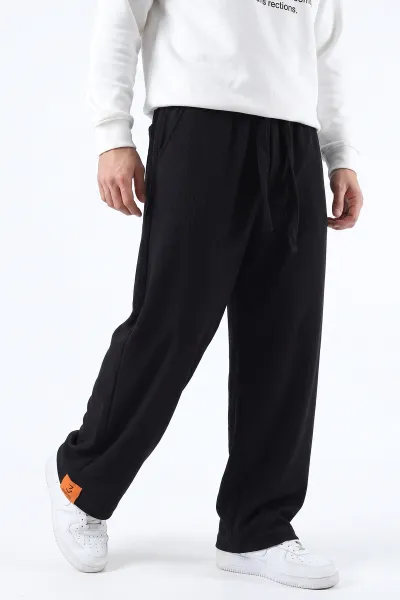 Siyah Baggy Belden Bağlamalı Erkek Pantolon 493207