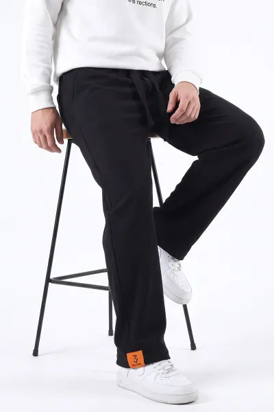 Siyah Baggy Belden Bağlamalı Erkek Pantolon 493207