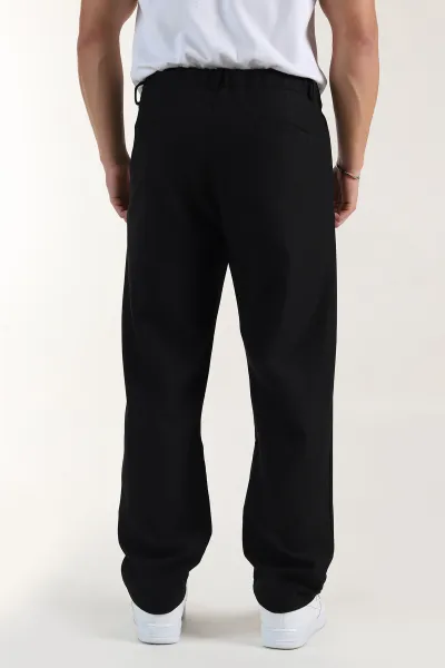 Siyah Baggy Dokulu Bel Arkası Lastikli Erkek Pantolon 397934
