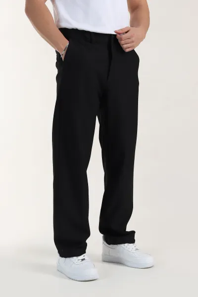 Siyah Baggy Dokulu Bel Arkası Lastikli Erkek Pantolon 397934