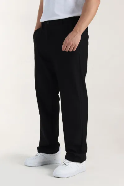 Siyah Baggy Dokulu Bel Arkası Lastikli Erkek Pantolon 397934