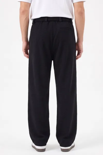 Siyah Baggy Örme Kumaş Yeni Sezon Erkek Pantolon 493273
