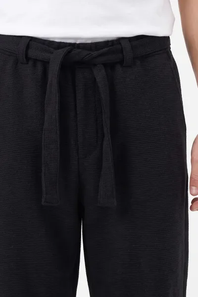 Siyah Baggy Örme Kumaş Yeni Sezon Erkek Pantolon 493273