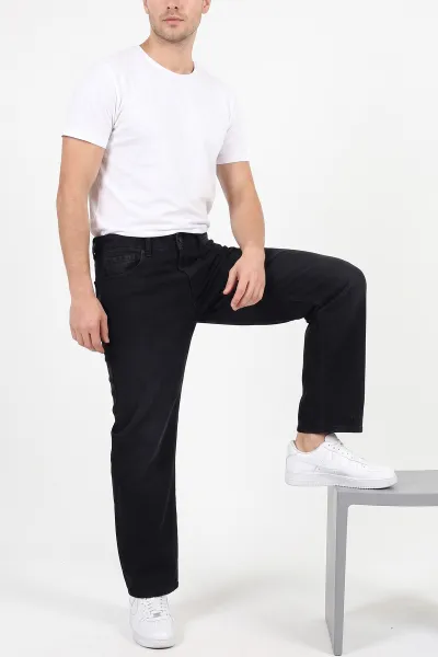 Siyah Baggy Yeni Sezon Cep Detay Likralı Erkek Kot Pantolon 497248