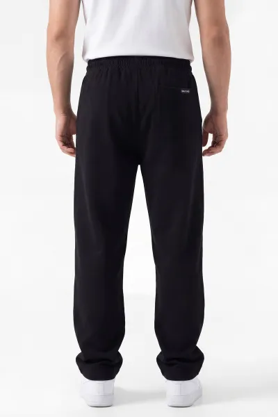 Siyah Baggy Yıkamalı Belden Bağlamalı Erkek Pantolon 450167