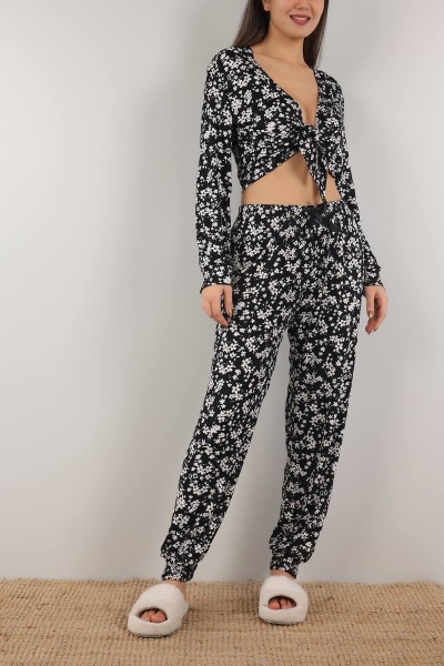 Siyah Bağlamalı Bayan Pijama Takımı 153898