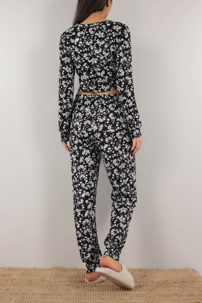 Siyah Bağlamalı Bayan Pijama Takımı 153898