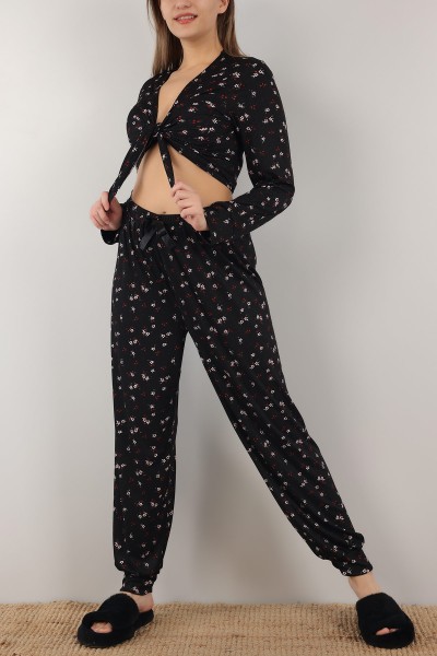 Siyah Bağlamalı Bayan Pijama Takımı 153904