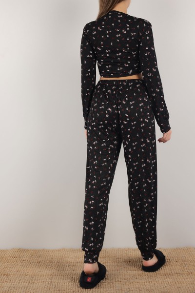 Siyah Bağlamalı Bayan Pijama Takımı 153904