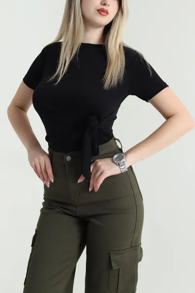 Siyah Bağlamalı Modal Kadın Bluz 469775