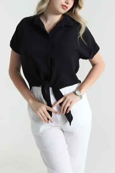 siyah-baglamali-muslin-keten-kadin-gomlek-462353