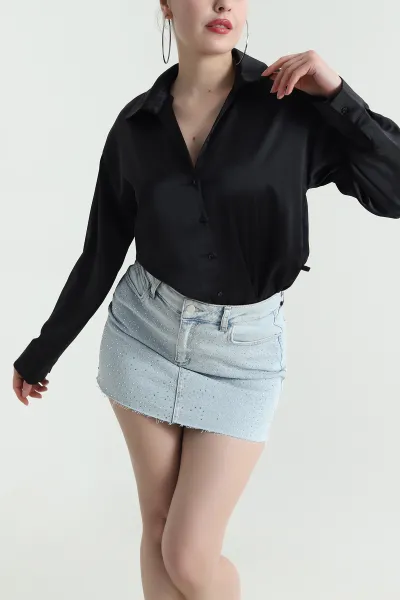 siyah-baglamali-saten-kadin-gomlek-440589