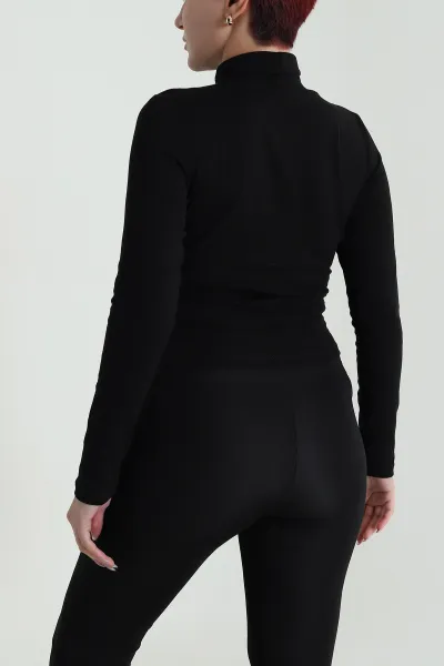 Siyah Balıkçı Yaka Kadın Body Bluz 483143