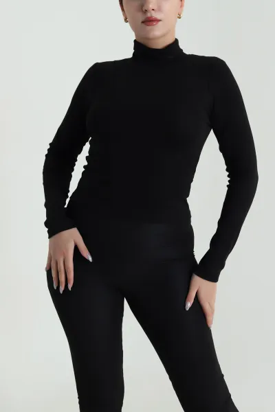 Siyah Balıkçı Yaka Kadın Body Bluz 483143