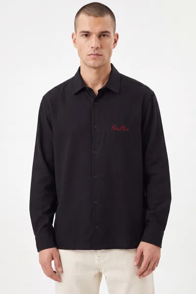 Siyah Bambu Oversize Erkek Gömlek 471882