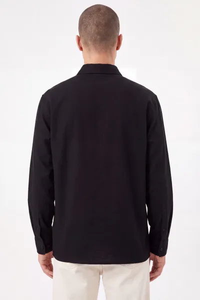 Siyah Bambu Oversize Erkek Gömlek 471882