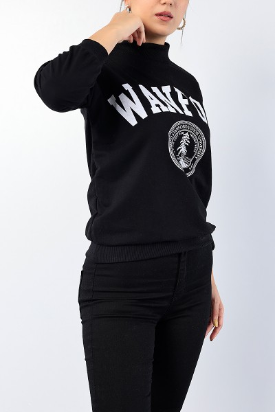 Siyah Baskılı Balıkçı Bayan Sweat 75975