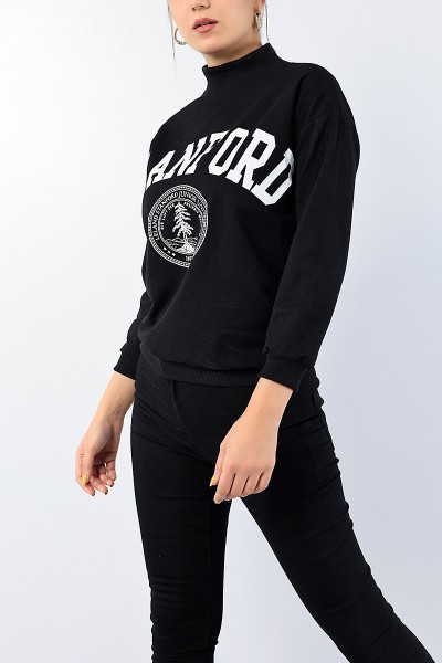 Siyah Baskılı Balıkçı Bayan Sweat 75975