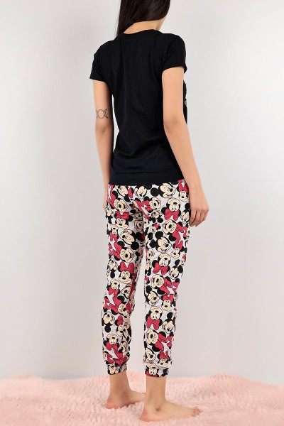Siyah Baskılı Bayan Pijama Takımı 108491