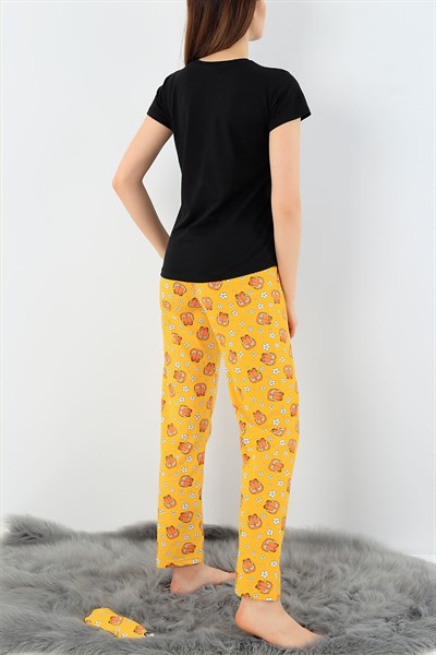 Siyah Baskılı Bayan Pijama Takımı 29118B