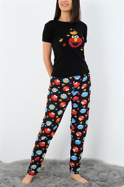 Siyah Baskılı Bayan Pijama Takımı 33400