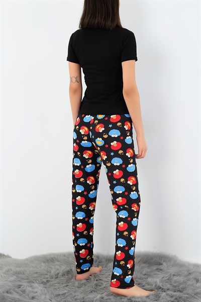 Siyah Baskılı Bayan Pijama Takımı 33400