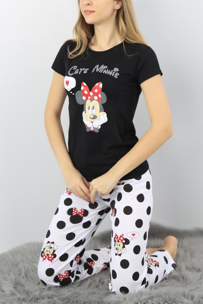 Siyah Baskılı Bayan Pijama Takımı 52266