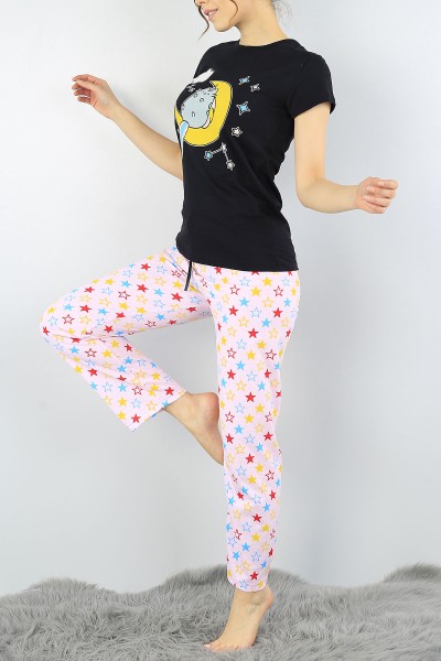 Siyah Baskılı Bayan Pijama Takımı 52273