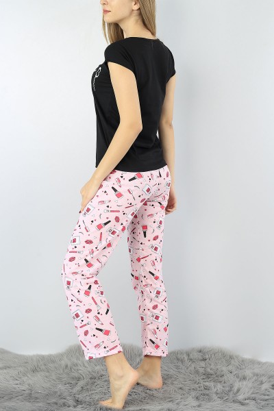 Siyah Baskılı Bayan Pijama Takımı 52300