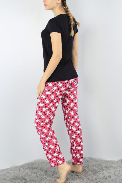 Siyah Baskılı Bayan Pijama Takımı 52305