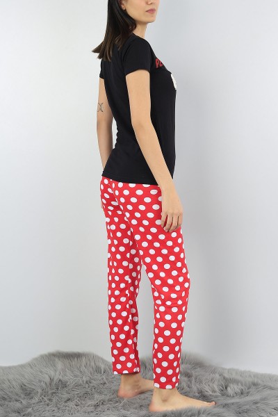 Siyah Baskılı Bayan Pijama Takımı 54407
