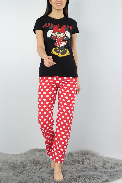 Siyah Baskılı Bayan Pijama Takımı 54407