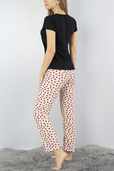 Siyah Baskılı Bayan Pijama Takımı 54409