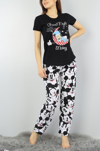 Siyah Baskılı Bayan Pijama Takımı 56801