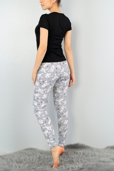 Siyah Baskılı Bayan Pijama Takımı 58391