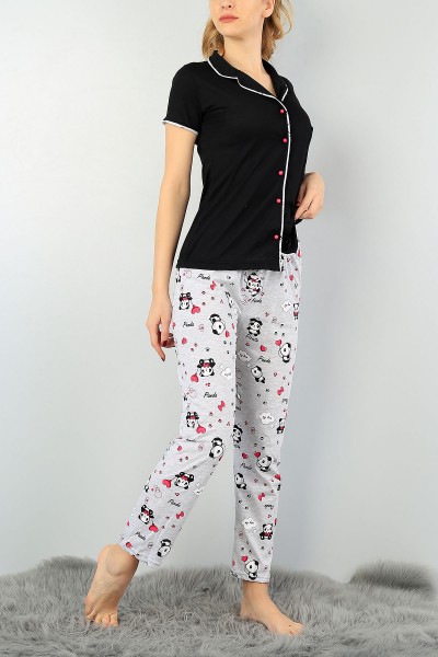 Siyah Baskılı Bayan Pijama Takımı 59771
