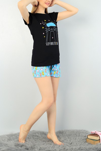 Siyah Baskılı Bayan Pijama Takımı 67016