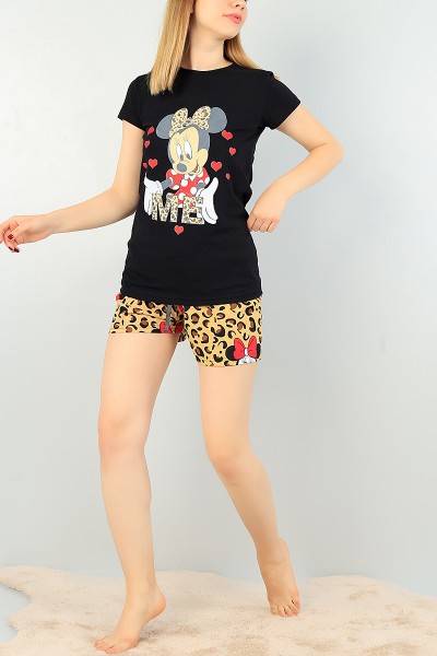 Siyah Baskılı Bayan Pijama Takımı 67022