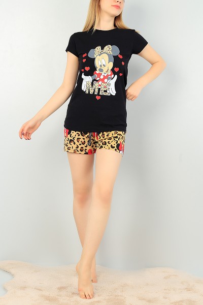 Siyah Baskılı Bayan Pijama Takımı 67022