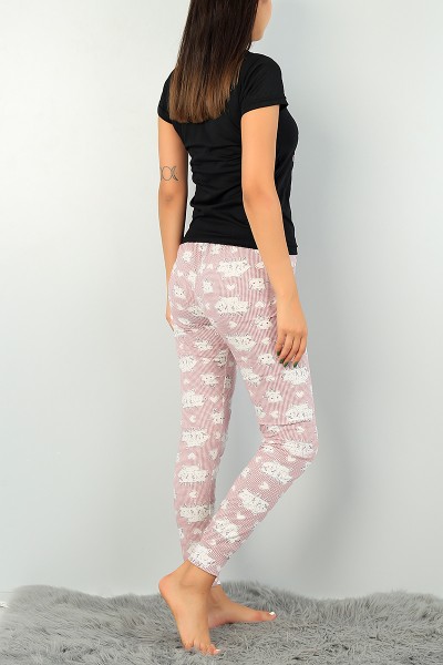 Siyah Baskılı Bayan Pijama Takımı 73471