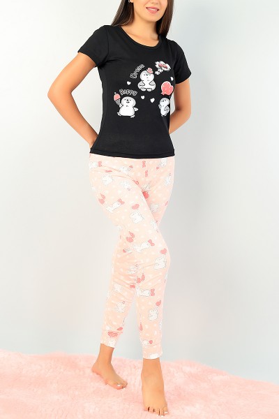 Siyah Baskılı Bayan Pijama Takımı 73592